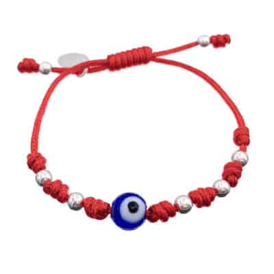 Amuleto contra el mal de ojo en pulsera de color rojo para chico :  : Moda